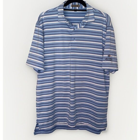 Peter Millar Bandon Dunes Summer Comfort Polo Golf Men's Size Medium Blue Stripe - Picture 1 of 8